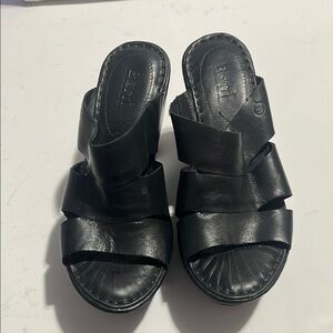 Women's Black Leather Sandals